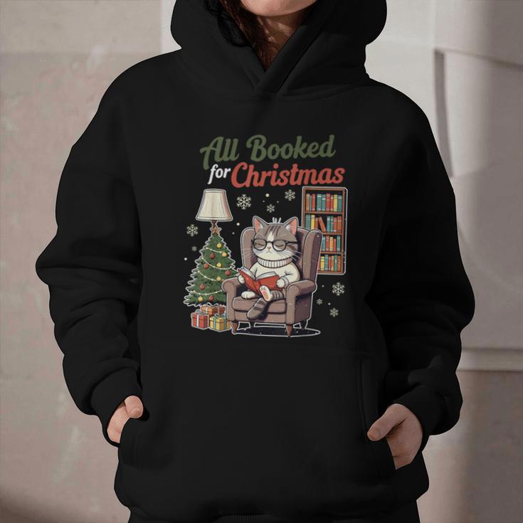 All Booked For Christmas Cute Bookish Cat Lover Graphic Youth Hoodie