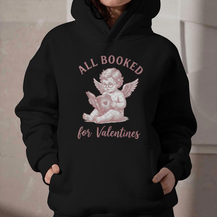 All Booked For Valentines Cute Cherub Vintage Book Lover Graphic Youth Hoodie