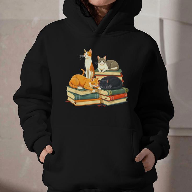 Bookish Cat Lover Cute Reading Squad Books & Kittens Love Graphic Youth Hoodie