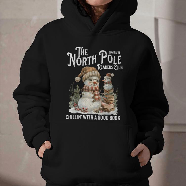 Bookish Christmas North Pole Book Club Snowman Book Worm Graphic Youth Hoodie