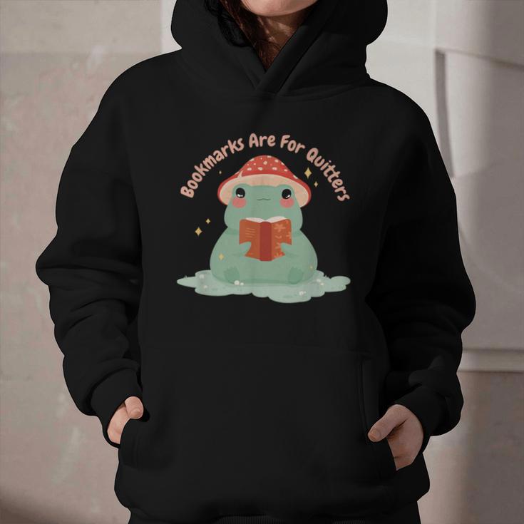Bookmarks Are For Quitters Frog Reading Book Graphic Graphic Youth Hoodie