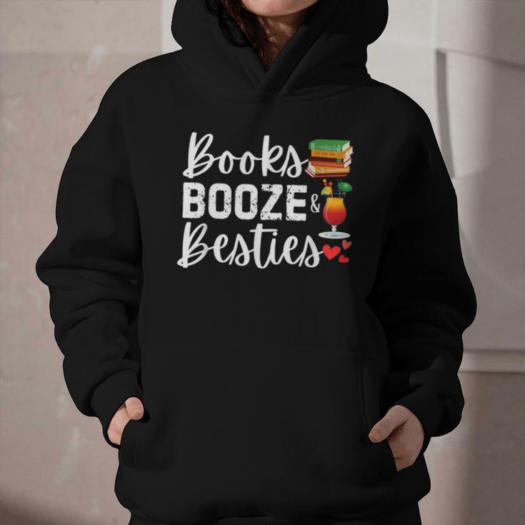 Books Booze And Besties Book Lover Bestie Squad Twinning Graphic Youth Hoodie