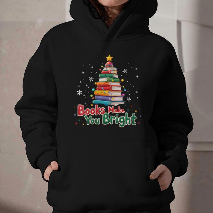 Books Make You Bright Christmas Librarian Book Lover Graphic Youth Hoodie