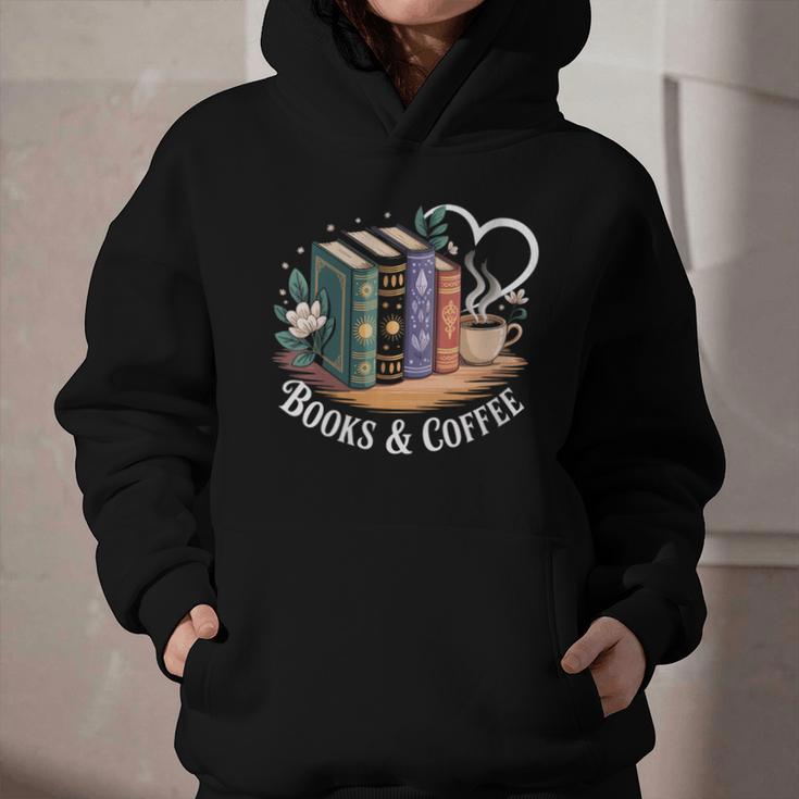 Books And Coffee Book Lover Bookish Green Book Theme Reading Graphic Youth Hoodie