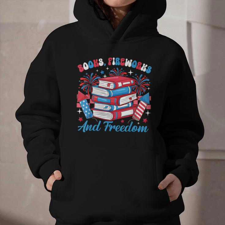 Books Fireworks And Freedom Independence Day Book Lover Graphic Youth Hoodie Books Fireworks And Freedom Independence Day Book Lover Graphic Youth Hoodie