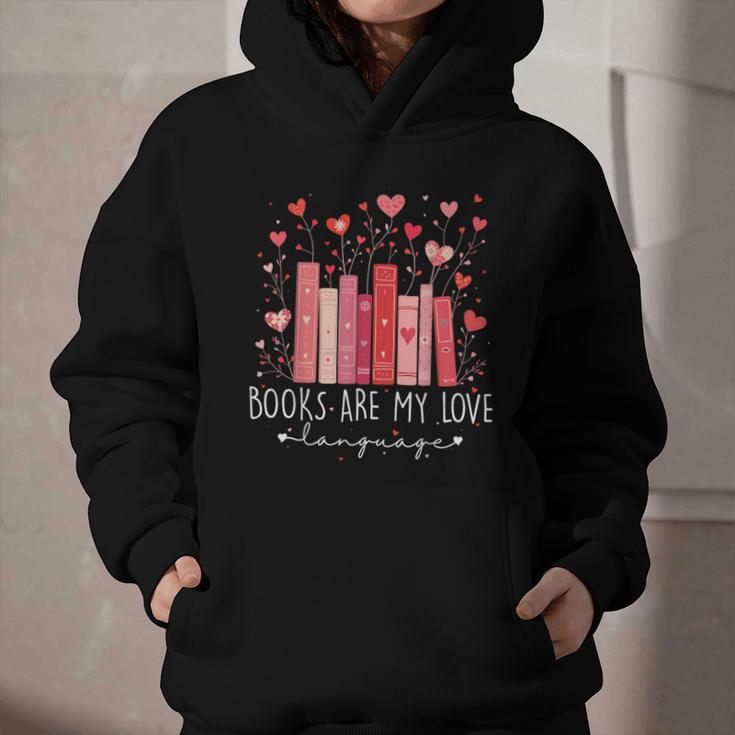Books Are My Love Language Valentine Reads Bookish Club Graphic Youth Hoodie