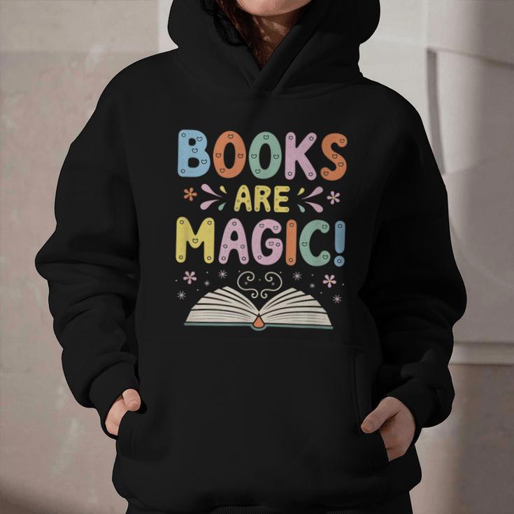 Books Are Magic Whimsical Retro Bookworm Graphic Youth Hoodie
