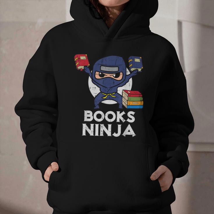 Books Ninja Read Reading Librarian Book Toddler Boys Kids Graphic Youth Hoodie