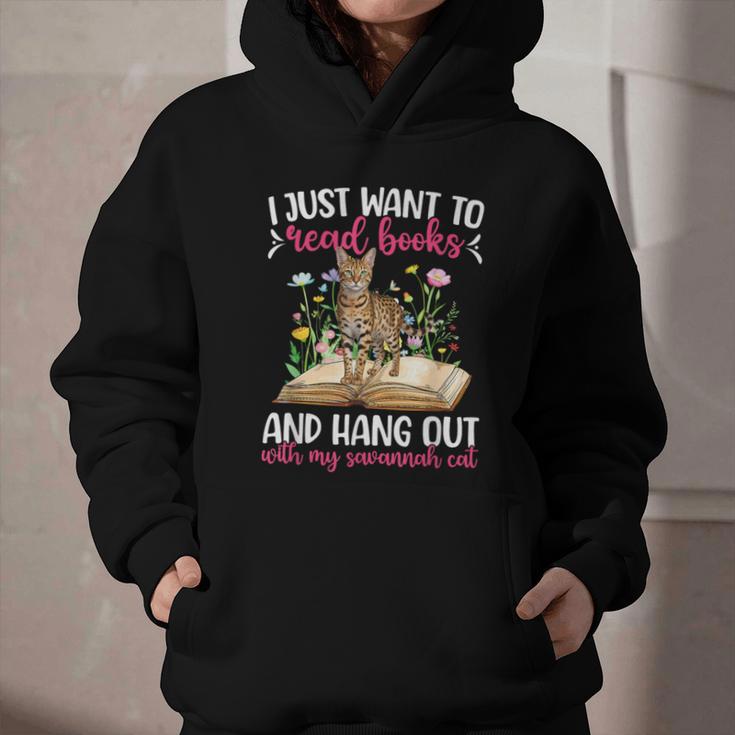 Books And My Savannah Cat Owner Savannah Cat Lover Graphic Youth Hoodie