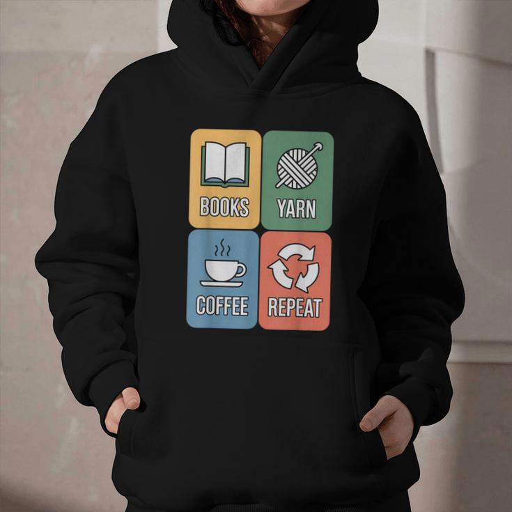 Books Yarn Coffee Repeat Crocheting Graphic Youth Hoodie Books Yarn Coffee Repeat Crocheting Graphic Youth Hoodie