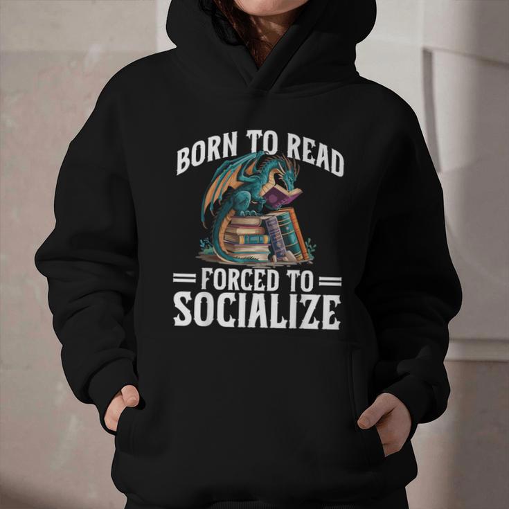 Born To Read Forced To Socialize Dragon Books Reading Graphic Youth Hoodie