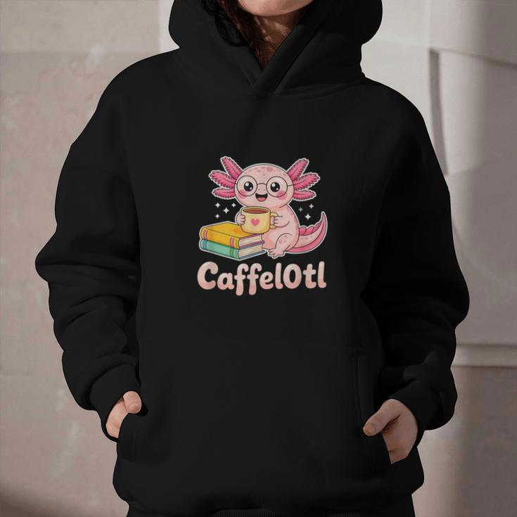Caffelotl Cute Axolotl Pun Coffee Book Lover Kawaii Humor Graphic Youth Hoodie