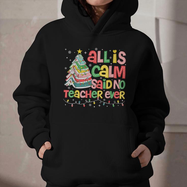 All Is Calm Said No Teacher Ever Book Christmas Tree Graphic Youth Hoodie All Is Calm Said No Teacher Ever Book Christmas Tree Graphic Youth Hoodie