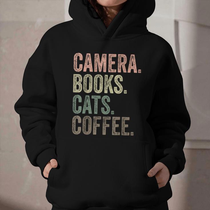 Camera Books Cats And Coffee Lover Photography Men Women Graphic Youth Hoodie