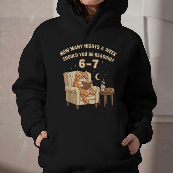Cat Reading 6-7 Meme English Teacher Book Lover Humor Graphic Youth Hoodie