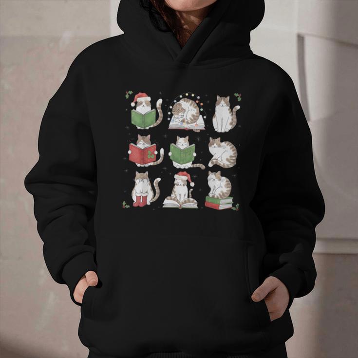 Cat Reading Book Funny Christmas Cat Book Lover Librarian Men Women Kids Graphic Youth Hoodie