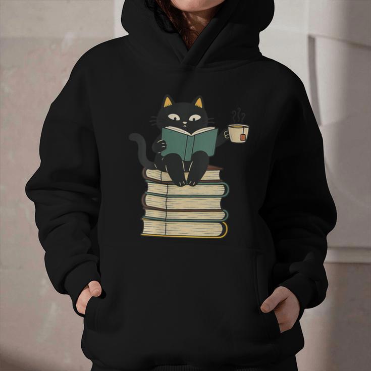 Cat Reading Book Graphic Youth Hoodie