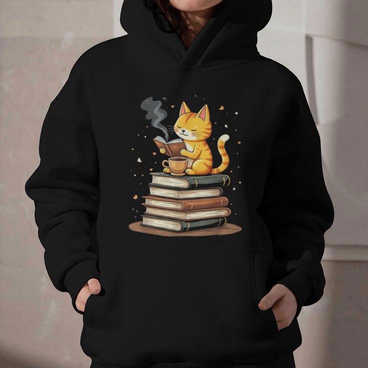 Cat Reading Books Graphic Youth Hoodie