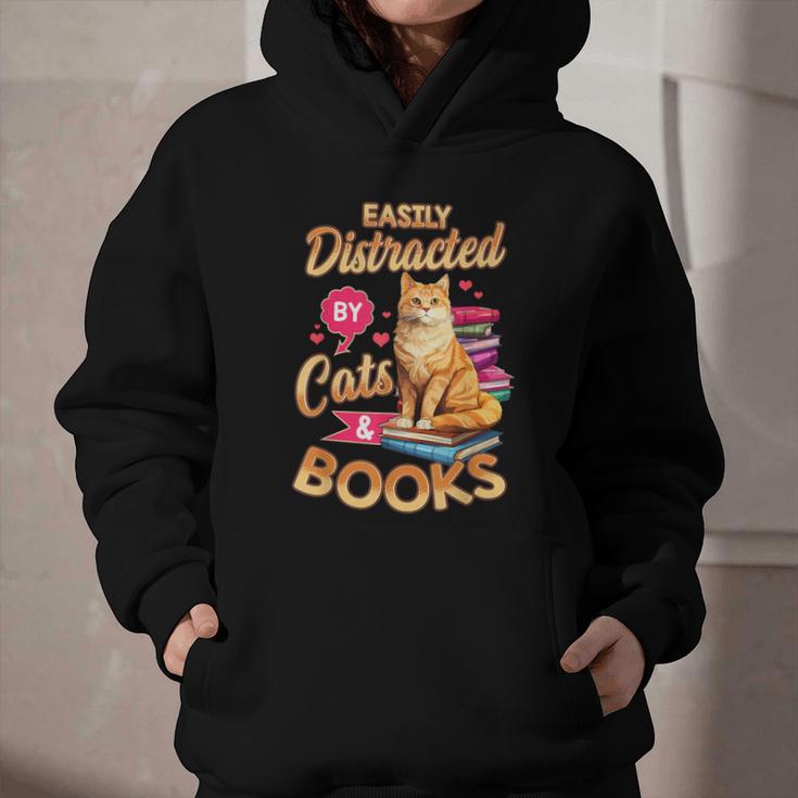 Cat Shirts For Women Book Lover Shirt Cats And Books Graphic Youth Hoodie