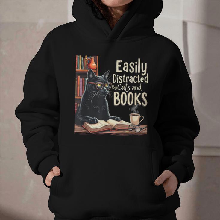 Cats And Books Book & Cat Lover Easily Distracted By Graphic Youth Hoodie Cats And Books Book & Cat Lover Easily Distracted By Graphic Youth Hoodie