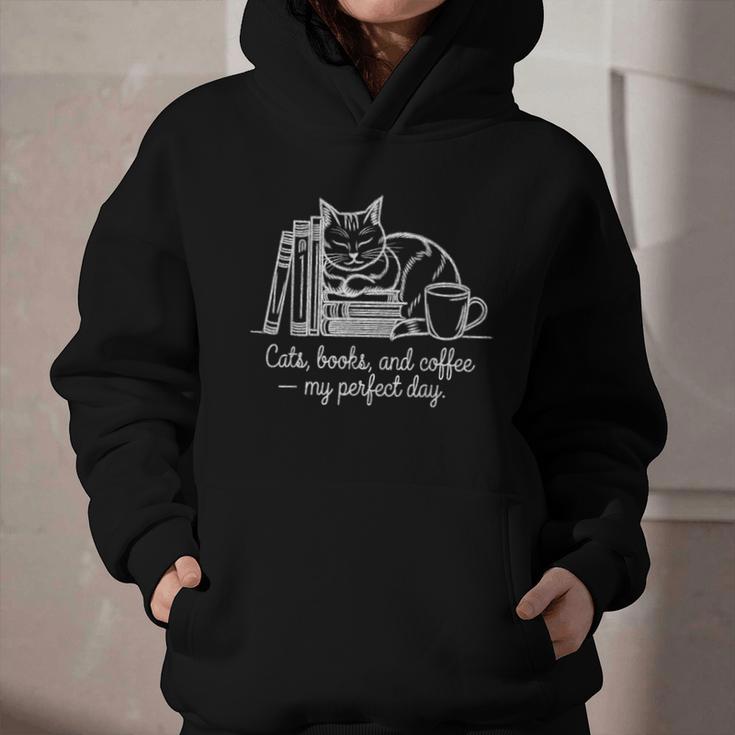 Cats Books And Coffee – My Perfect Day Cat Lover Graphic Youth Hoodie Cats Books And Coffee – My Perfect Day Cat Lover Graphic Youth Hoodie