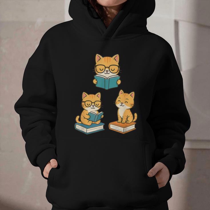 Cats Reading Book Lover Reading Bookworm Reader Graphic Youth Hoodie