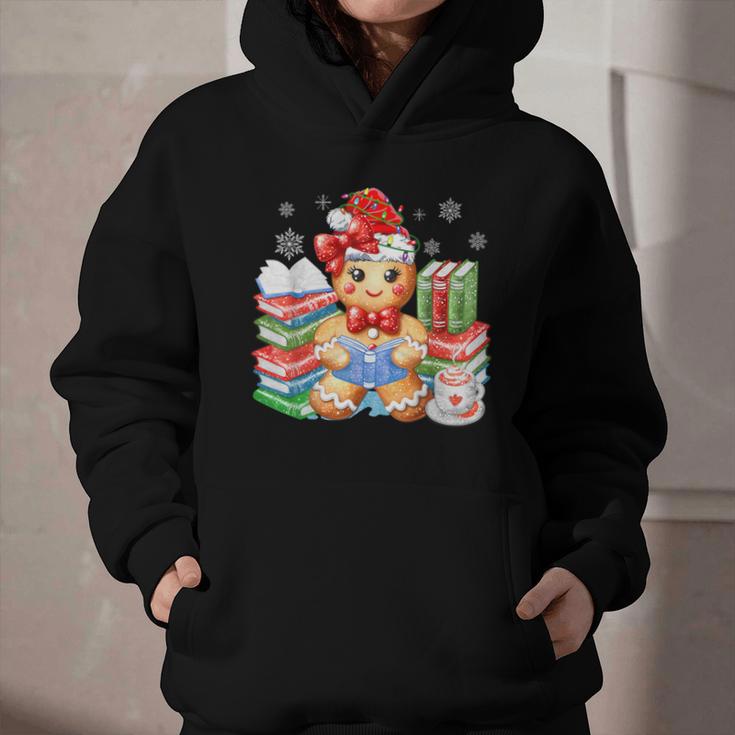 Christmas Gingerbread Man Reading Book Snowflake Teacher Graphic Youth Hoodie