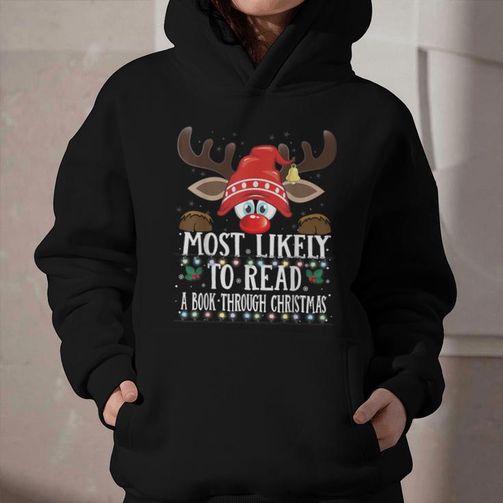 Christmas Matching Most Likely To Read A Book PJS Graphic Youth Hoodie
