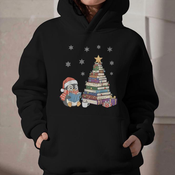 Christmas A Penguin Reading Book Snowflake Cocoa Hot Teacher Graphic Youth Hoodie