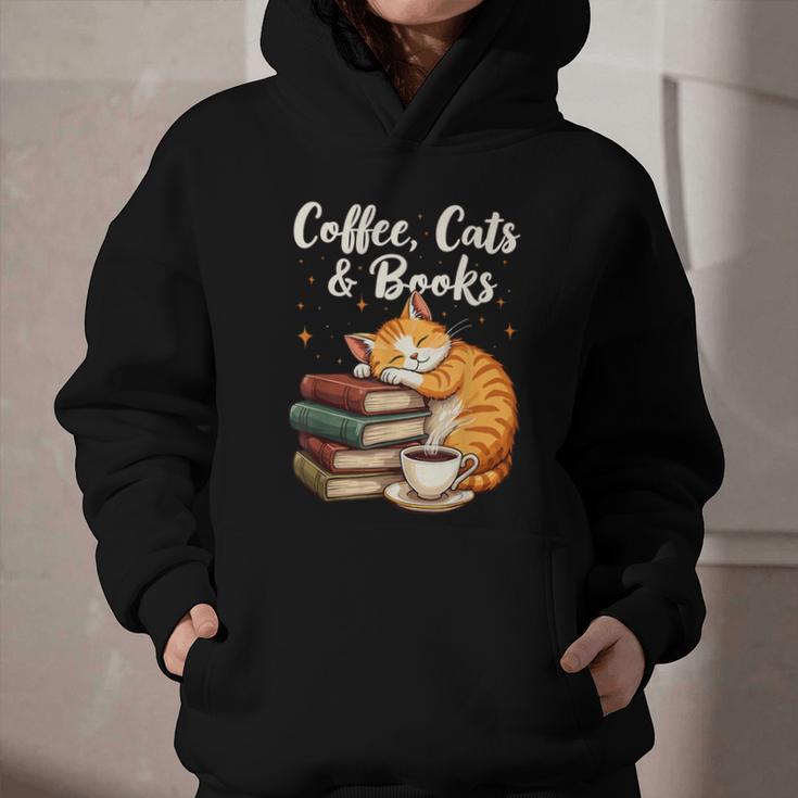 Coffee Cats & Books Lover For Women & Girls Coffee Graphic Youth Hoodie