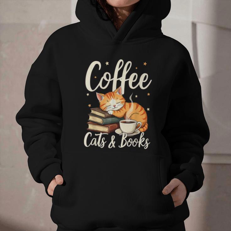 Coffee Cats And Books Lover For Women & Men Coffee Graphic Youth Hoodie