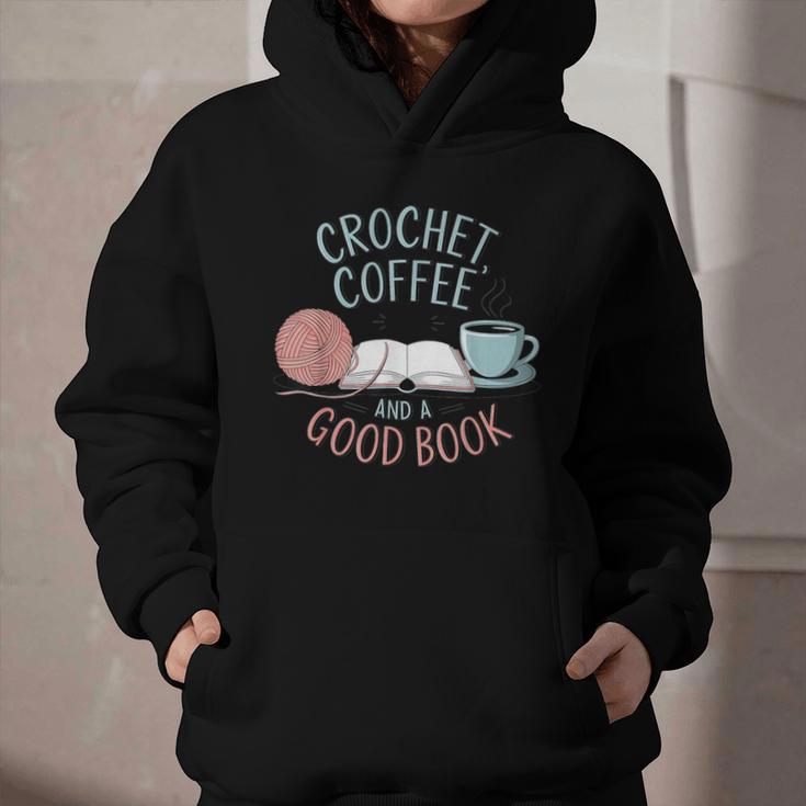 Coffee Crochet Good Book Bookish Yarn Crafter Graphic Youth Hoodie