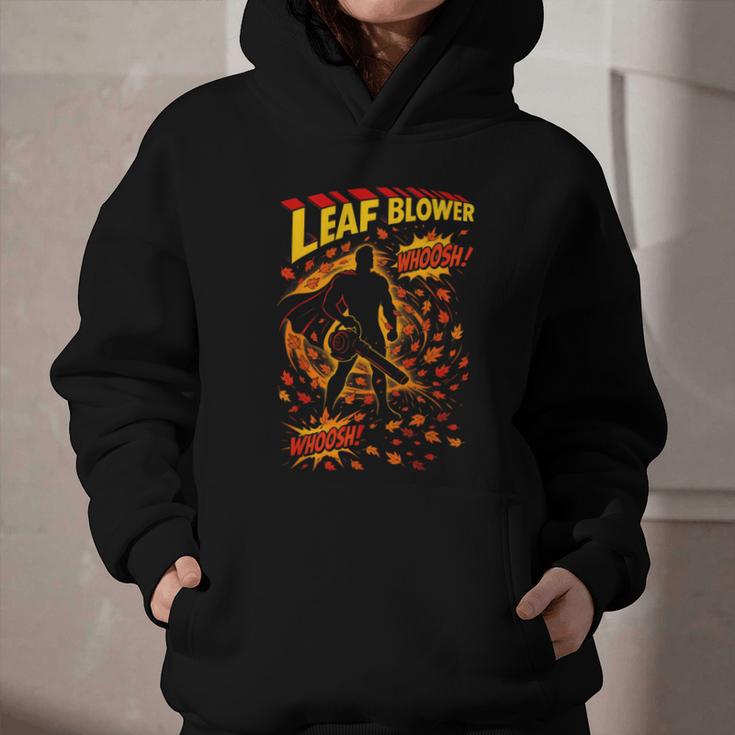 Comic Book Superhero Fall Season Leaf Blower Graphic Youth Hoodie