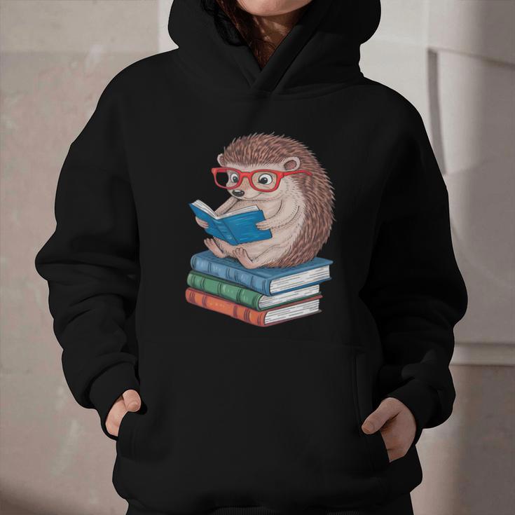 Cool Hedgehog Book Nerd Readers Graphic Youth Hoodie