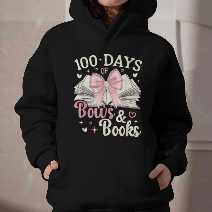 Coquette 100 Days Of Bows Books Reading 100th Day Of School Graphic Youth Hoodie Coquette 100 Days Of Bows Books Reading 100th Day Of School Graphic Youth Hoodie