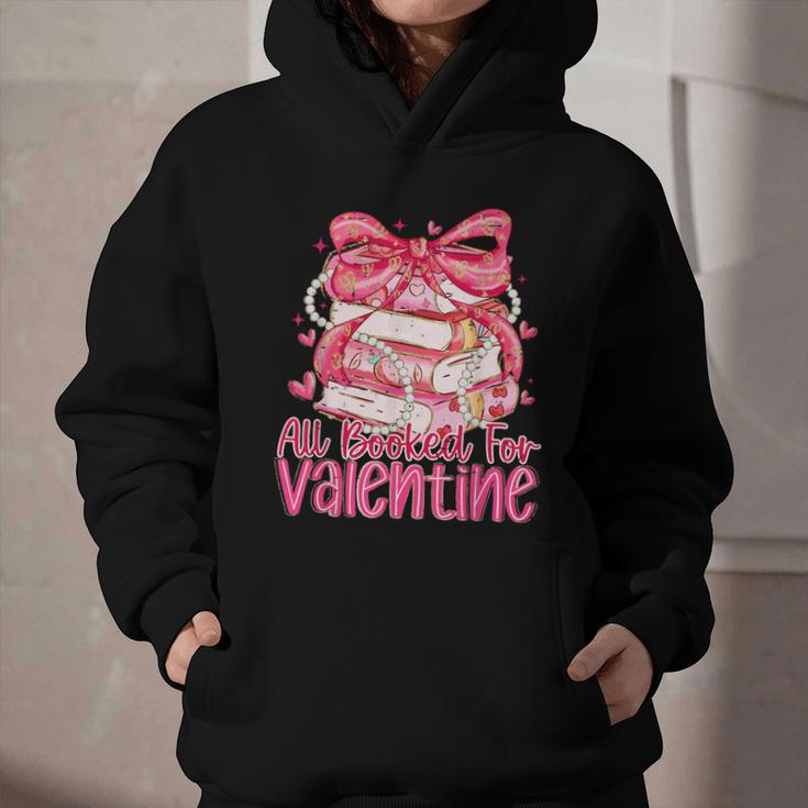 Coquette Bow All Booked For Valentines Teacher Book Graphic Youth Hoodie