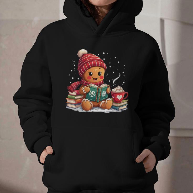 Cozy Gingerbread Christmas Reading Book Xmas Snowflakes Fall Graphic Youth Hoodie