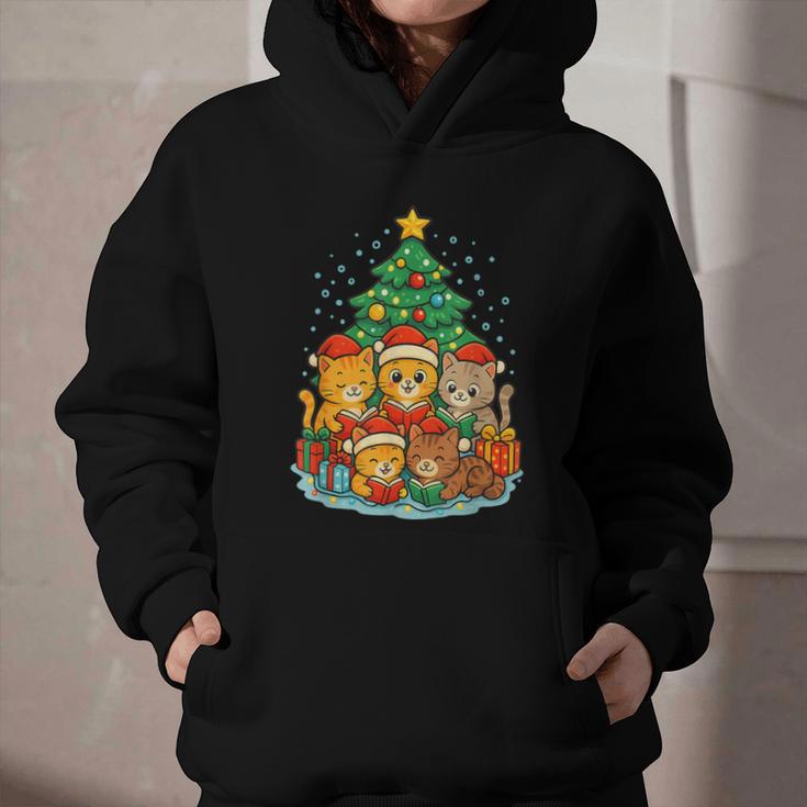 Cute Cats Reading Books Christmas Tree Graphic Youth Hoodie Cute Cats Reading Books Christmas Tree Graphic Youth Hoodie