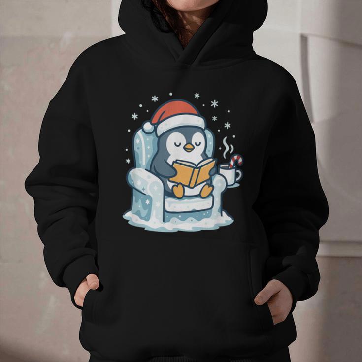 Cute Christmas Penguin Reading Book Cozy Winter Holiday Art Graphic Youth Hoodie Cute Christmas Penguin Reading Book Cozy Winter Holiday Art Graphic Youth Hoodie
