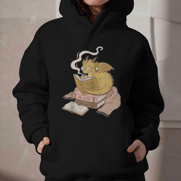 Cute Dragon Be Kind Stay Weird Read Books Graphic Youth Hoodie