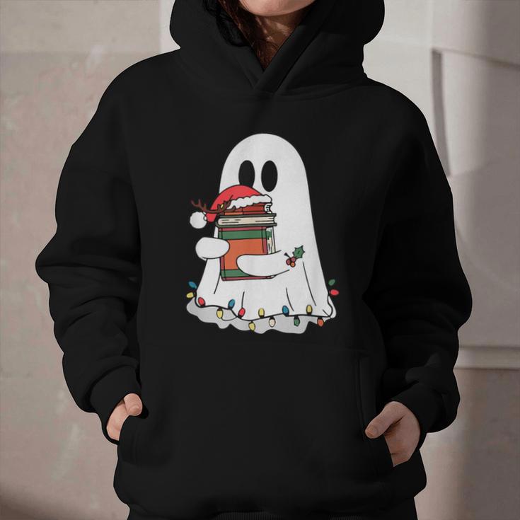 Cute Ghost Holding Books Bookish Christmas Graphic Youth Hoodie