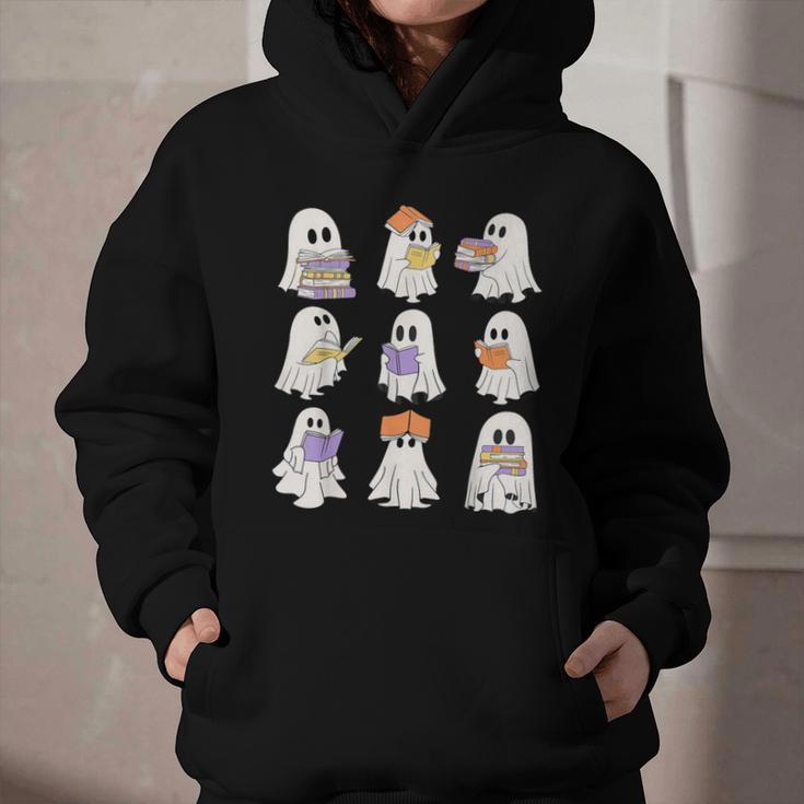 Cute Ghost Reading Books Teacher Halloween Reading Men Women Kids Graphic Youth Hoodie