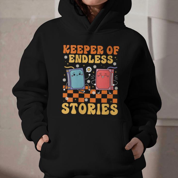 Cute Librarian Library Book Lover Keeper Of Endless Stories Graphic Youth Hoodie