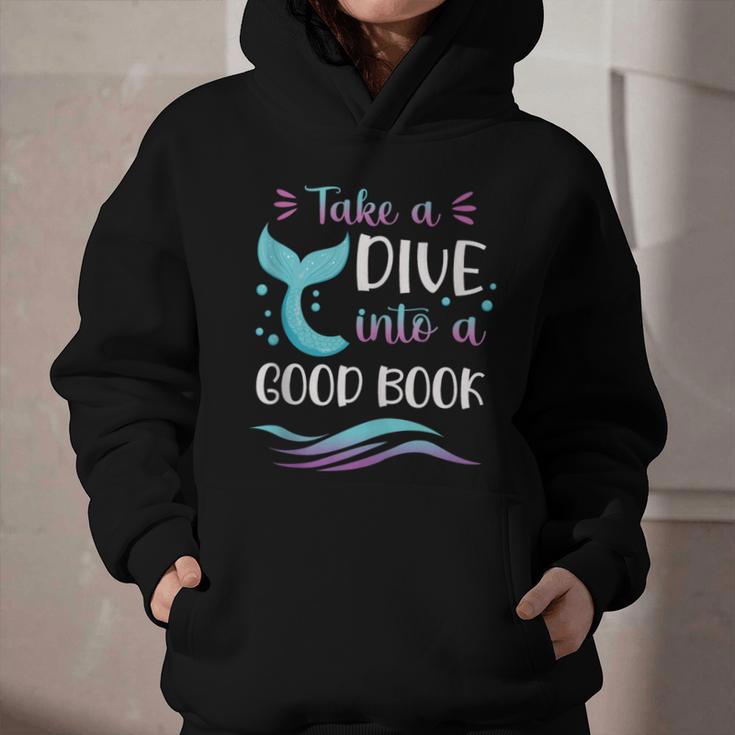 Cute Mermaid Librarian Teacher Dive Into A Good Book Reading Graphic Youth Hoodie Cute Mermaid Librarian Teacher Dive Into A Good Book Reading Graphic Youth Hoodie