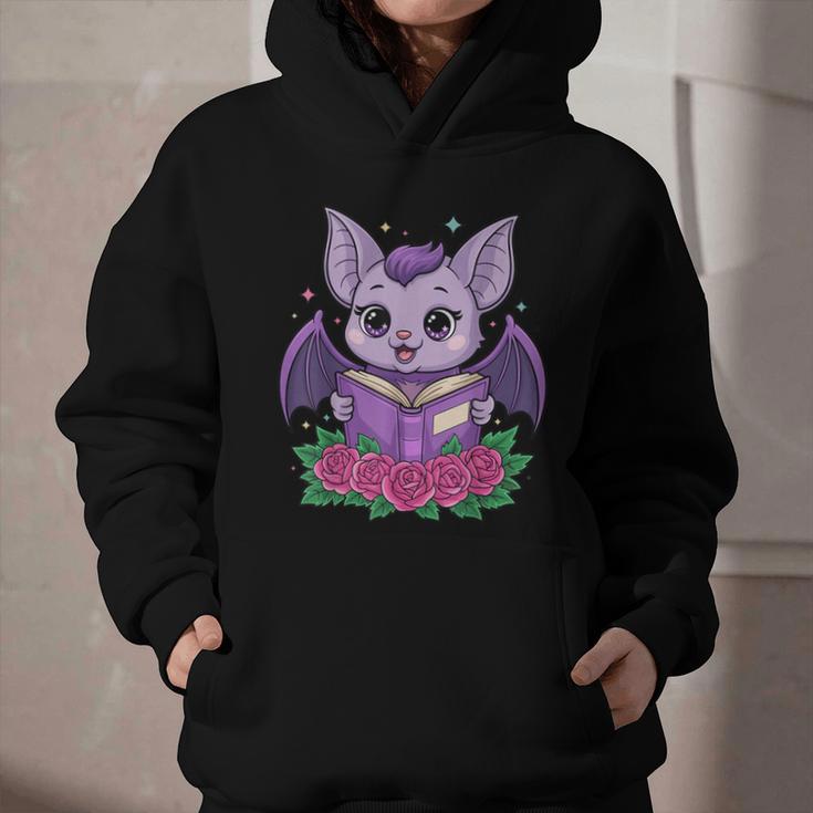 Cute Pastel Goth Bat Reading Book Graphic Youth Hoodie Cute Pastel Goth Bat Reading Book Graphic Youth Hoodie