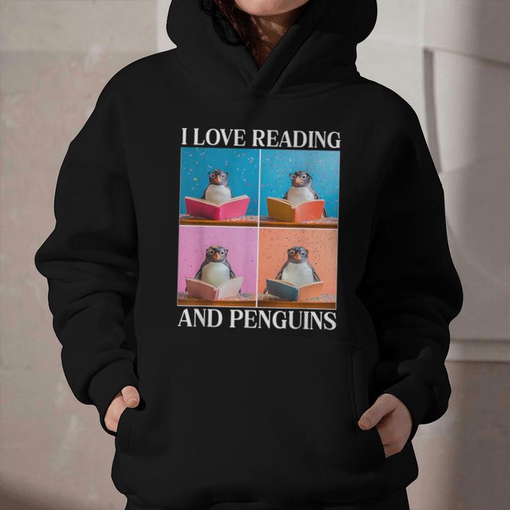 Cute Penguin Reading Book School Librarian Teacher Student Graphic Youth Hoodie