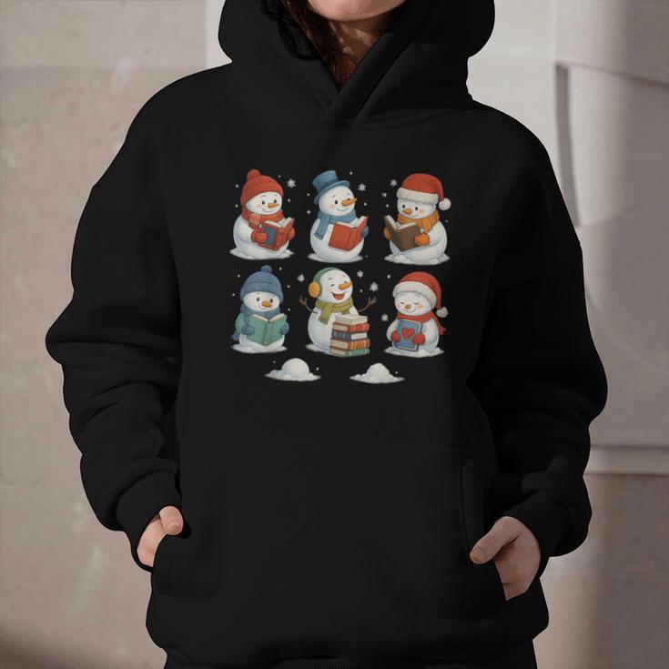 Cute Snowman Reading Books Christmas Winter Book Lover Graphic Youth Hoodie