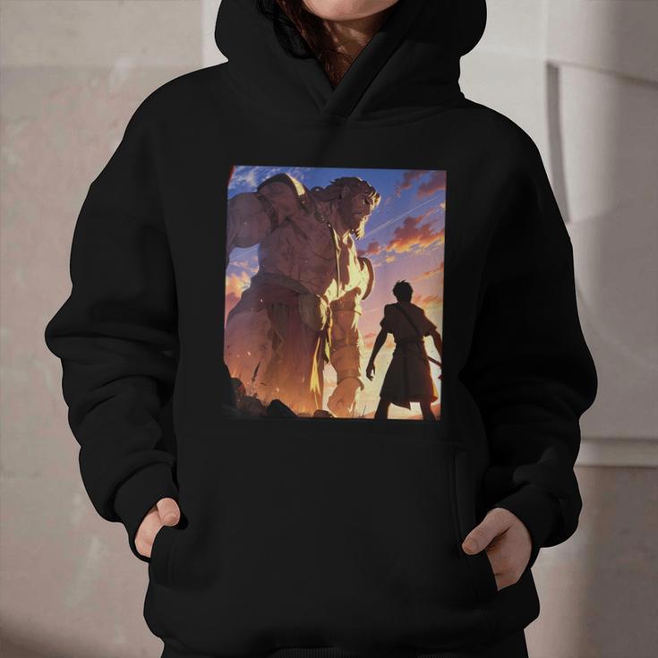David And Goliath Bible Book Of Samuel Famous Bible Story Graphic Youth Hoodie