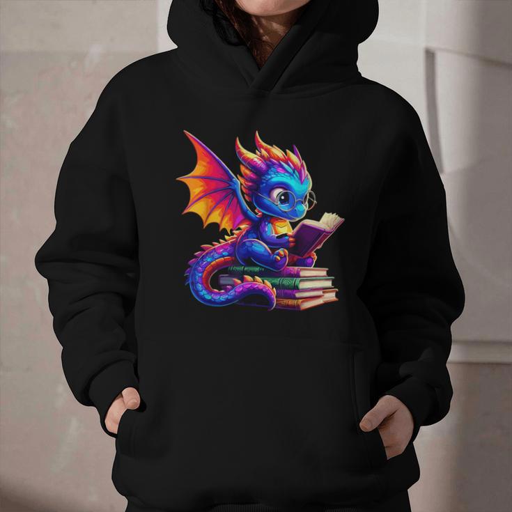 Dragon Reading a Book Bookworm Book Lover Graphic Youth Hoodie