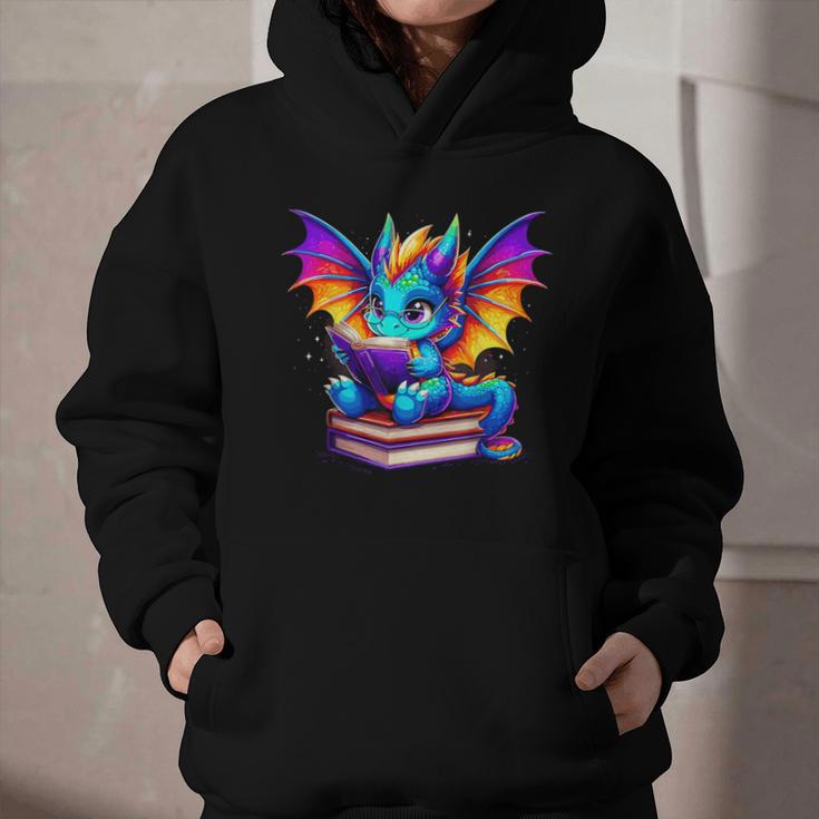 Dragon Reading a Book Bookworm Book Graphic Youth Hoodie